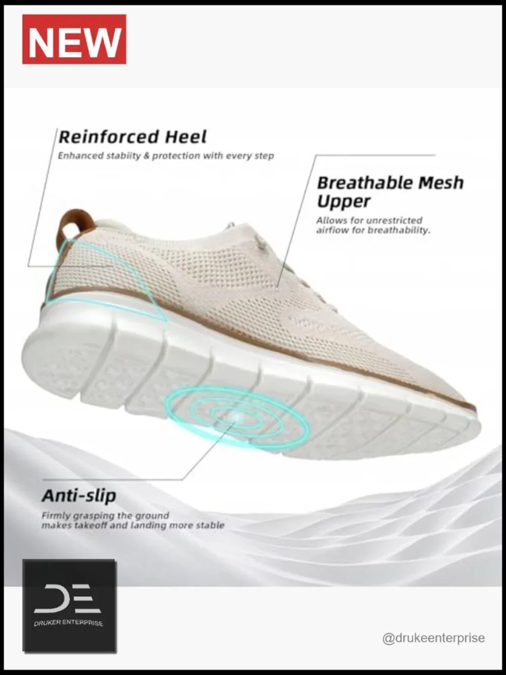 Mesh Breathable Lightweight Walking Oxfords Lace-Up Business Work Shoes